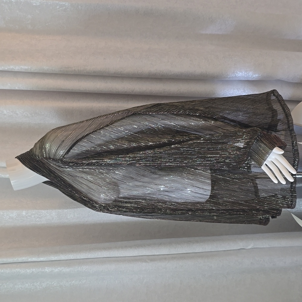 I.N. Studio Gold Blsck Metallic Evening Sheer Cardigan cover up jacket NEW - Picture 6 of 6